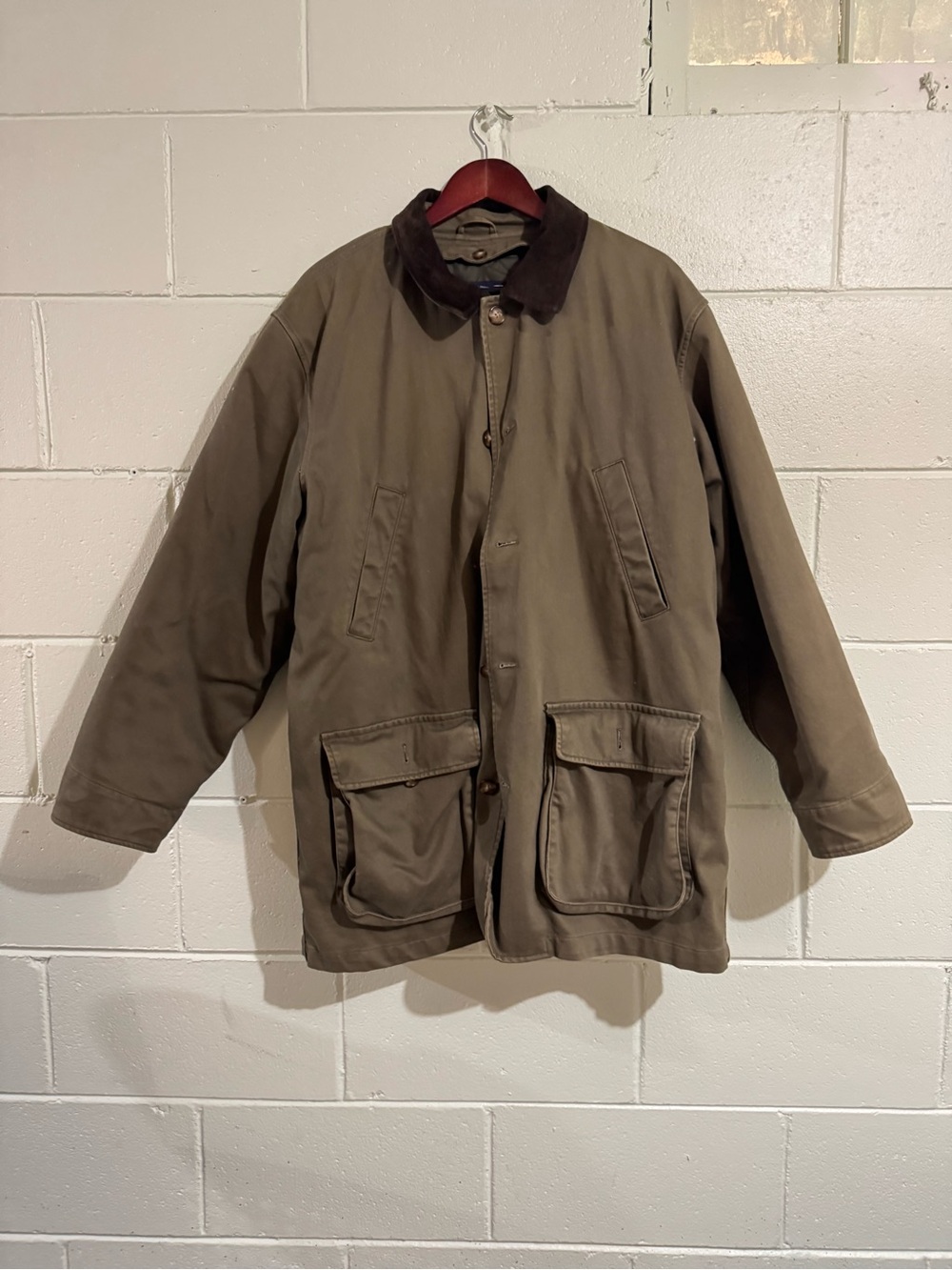VTG Lands' End - Men's Barn Coat Parka removable quilted liner Olive